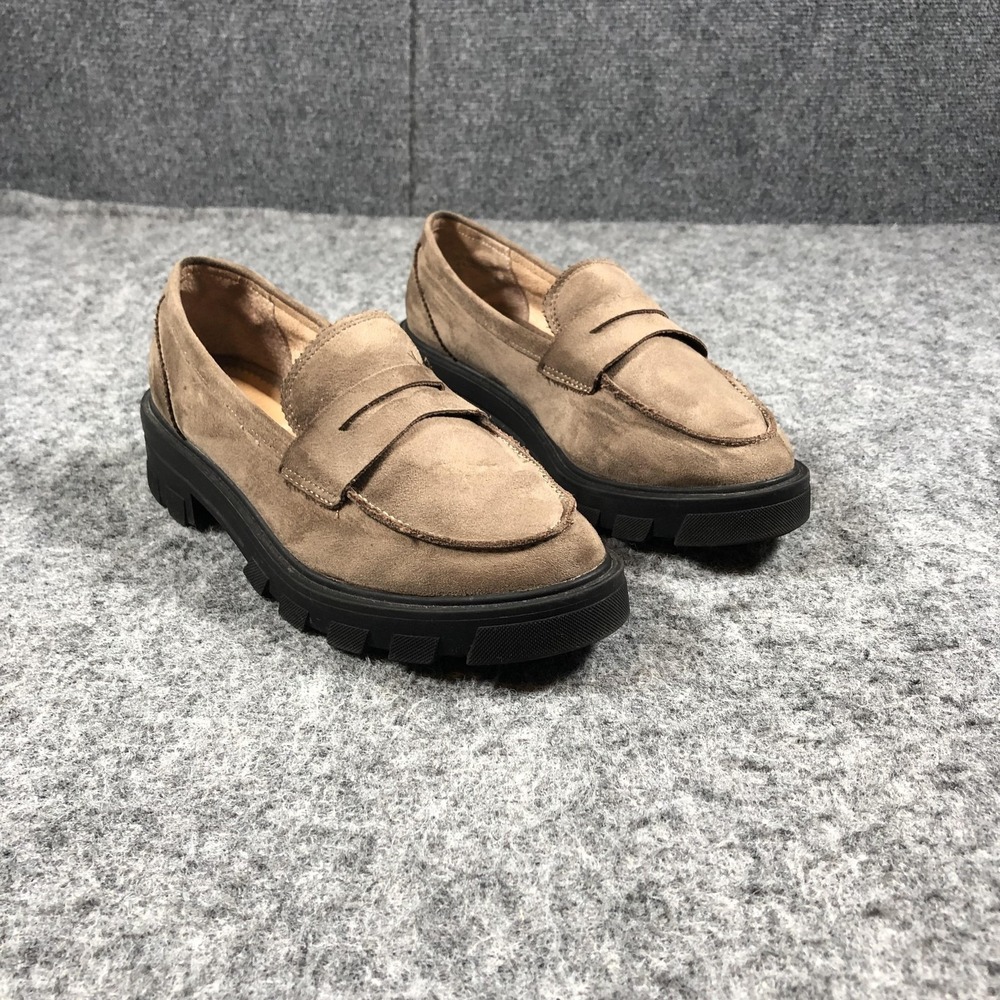 Crown Vintage Loafer Shoes Womens Size 6.5 M Brown Chunky Lug Sole Platform